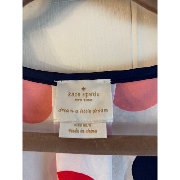 Kate Spade Silky Polka Dot Balloon Short Robe Belted Size XS/S Pockets V Neck - Picture 5 of 6